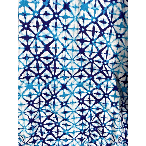 Catherines Top Size 1X Button Up Blue & White Print Coastal Beachy Blouse Mature - Picture 6 of 14